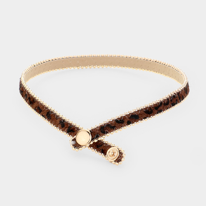 Leopard Leather Wrap Snap Button Closure Bracelet