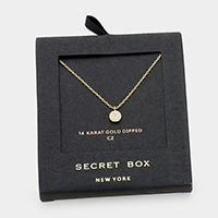 Secret Box _ Gold Dipped CZ Round Pendant Necklace