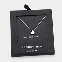 Secret Box _ White Gold Dipped CZ Round Pendant Necklace