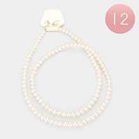 12PCS - Faux Pearl Necklaces