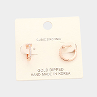 Gold Dipped Cubic Zirconia Huggie Earrings