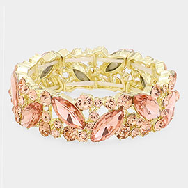 Crystal Glass Marquise Evening Stretch Bracelet