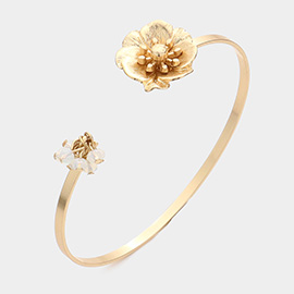 Bloom Flower Metal Cuff Bracelet
