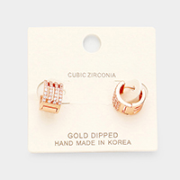 Gold Dipped Cubic Zirconia Huggie Earrings