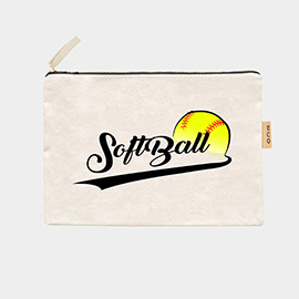 Softball Message Cotton Canvas Eco Pouch Bag