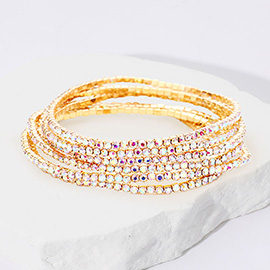 6PCS - Rhinestone Multi Layered Stretch Evening Bracelets