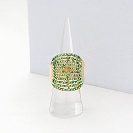 Wide Rhinestone Stretch Ring