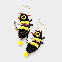 Beaded Honey Bee Pin Catch Earrings