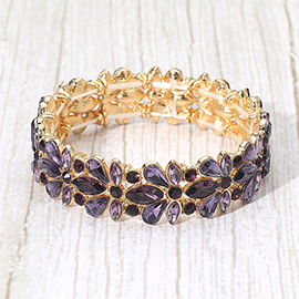Floral Crystal Stretch Evening Bracelet