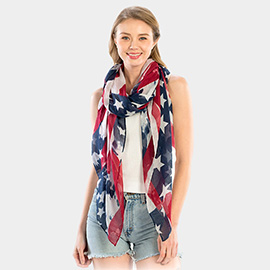 American Flag Printed Oblong Scarf