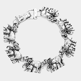 Metal Elephant Link Magnetic Bracelet