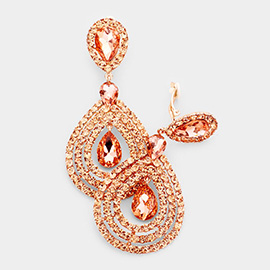 Crystal Pave Trimmed Teardrop Clip On Earrings