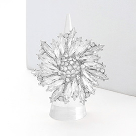 Crystal Marquise Cluster Floral Stretch Ring