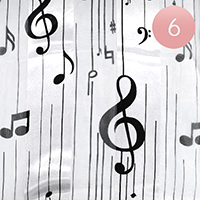 6PCS - Silk Feel Striped Music Notes Print Scarf