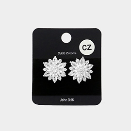 Cubic Zirconia Floral Stud Evening Earrings
