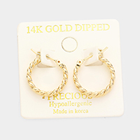 14K Gold Filled Hypoallergenic Hoop Pin Catch Earrings