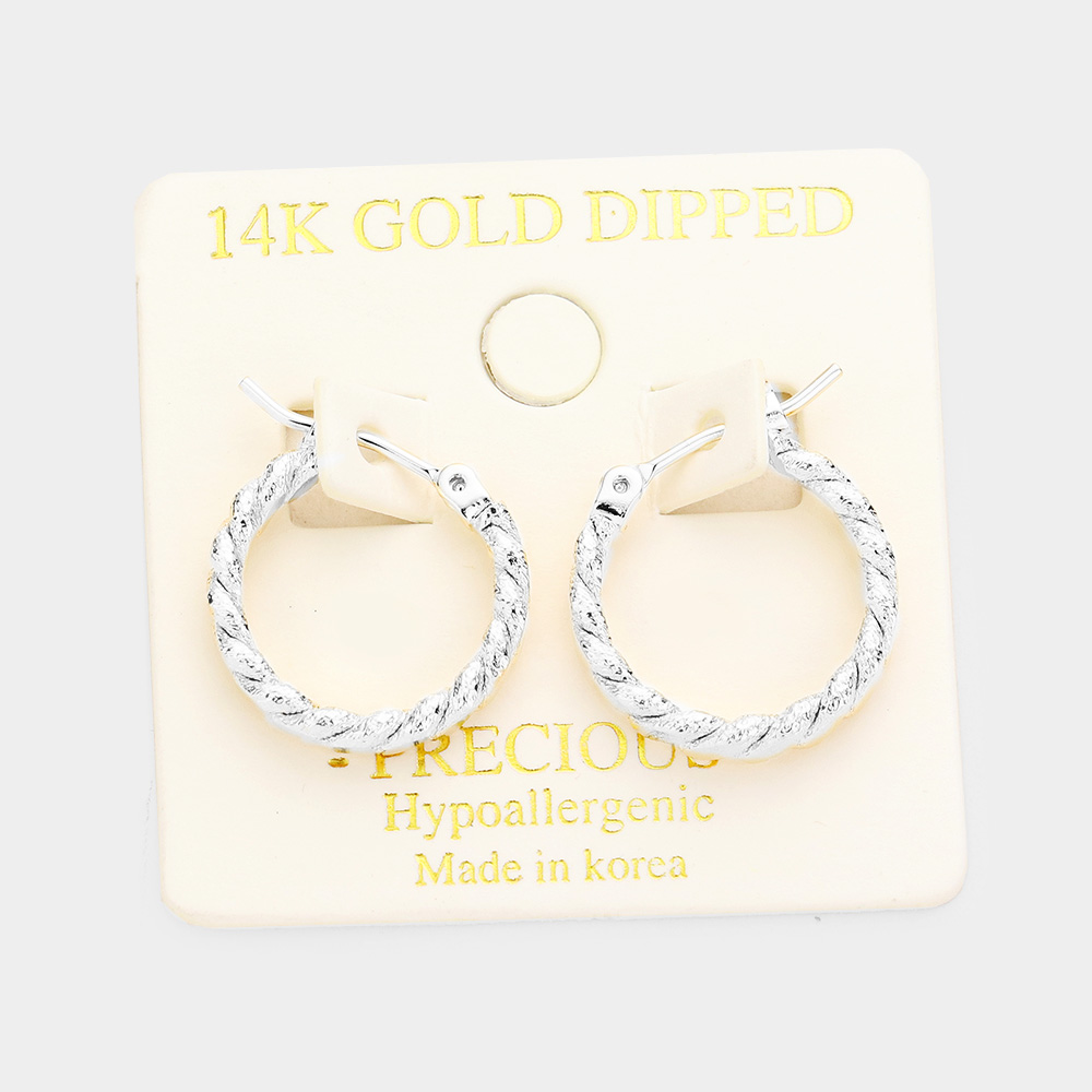 14K Gold Filled Hypoallergenic Hoop Pin Catch Earrings