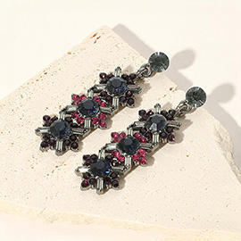 Crystal Round Rhinestone Pave Drop Evening Earrings