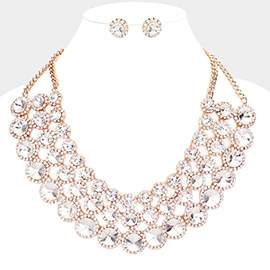 Crystal Pave Trim Round Evening Necklace