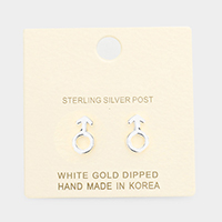 White Gold Dipped Male Astrological Sign Stud Earrings