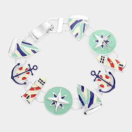Enamel Anchor Boat Light House Link Magnetic Bracelet