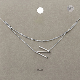 -N- Monogram Brass Metal Necklace