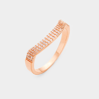 Rose Gold Plated 3Rows CZ Pave Ring