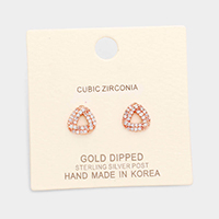 Gold Dipped Cubic Zirconia Knotted Stud Earrings