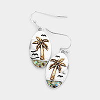 Palm Tree Embossed Metal Earrings