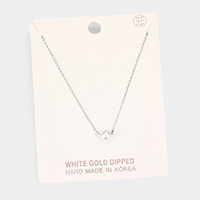 White Gold Dipped 6 mm Pearl Pendant Necklace