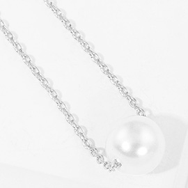 White Gold Dipped Pearl Pendant Necklace