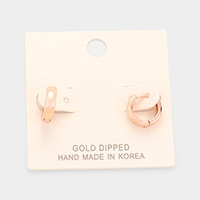 Gold Dipped Huggie Hoop Metal Earrings