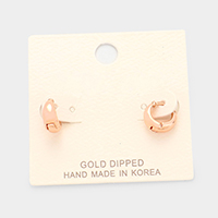 Gold Dipped Huggie Hoop Metal Earrings