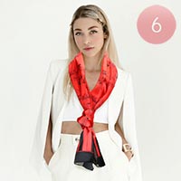 6PCS - Silk Feel Satin Striped Music Piano Key Pattern Printed Scarves