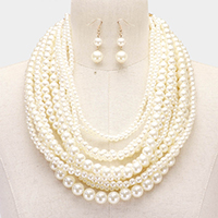 Mixed Pearl Multi Strand Necklace
