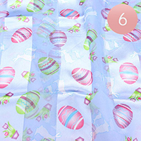 6PCS - Satin Striped Easter Egg Pattern Print Scarf