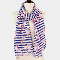 Bird Stripe Print Scarf