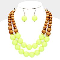 Wood Ball Double Layer Necklace