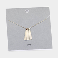 Brass Metal Triple Irregular Rectangle Pendant Necklace