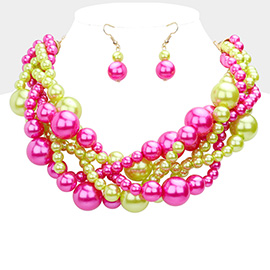 Twisted Multi-Strand Pearl Necklace