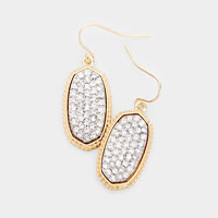 Crystal Pave Hexagon Dangle Earrings