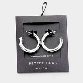 Secret Box _ Sterling Silver Dipped Open Hoop Earrings