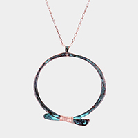 Open Circle Coil Wire Pendant Necklace