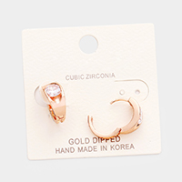 Gold Dipped Round Cubic Zirconia Metal Earrings