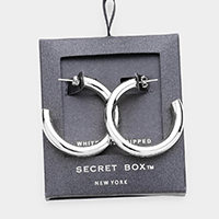 Secret Box _ White Gold Dipped Open Hoop Earrings