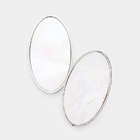 Oval Mother Of Pearl Metal Earrings