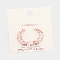 Gold Dipped Cubic Zirconia Moon Metal Stud Earrings