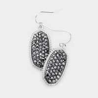Crystal Pave Hexagon Dangle Earrings