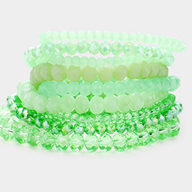 9PCS - Faceted Bead Stretch Bracelets