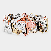 Elephant Embossed Metal Stretch Bracelet